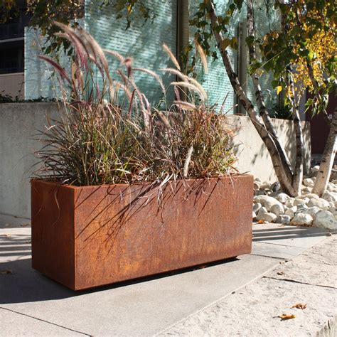 corten metal planter boxes|long metal planter outdoor boxes.